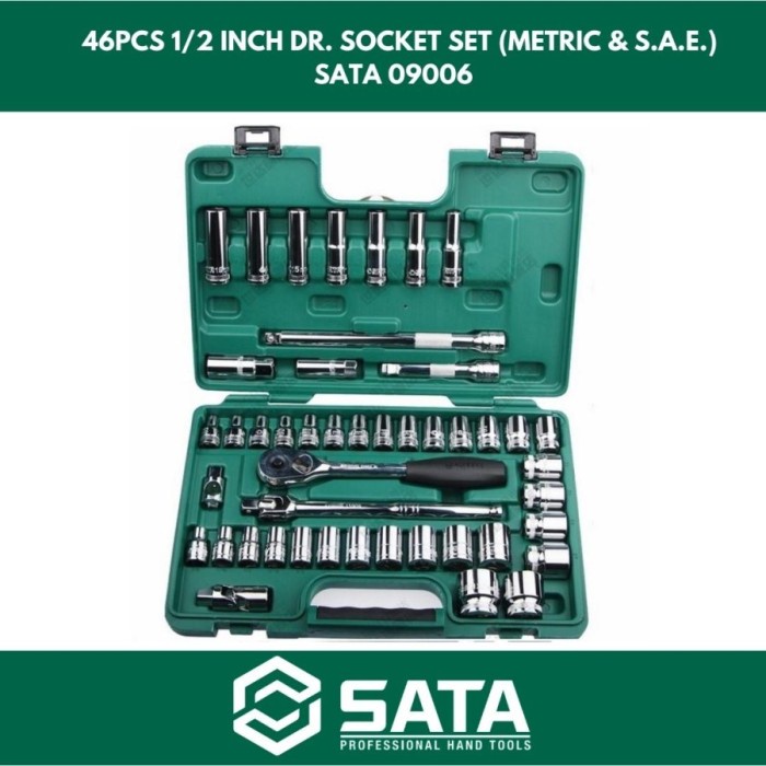 Jual SATA Kunci Socket Set 46 Pcs 1/2 Inch (METRIC & INCH SAE) 09006 ...
