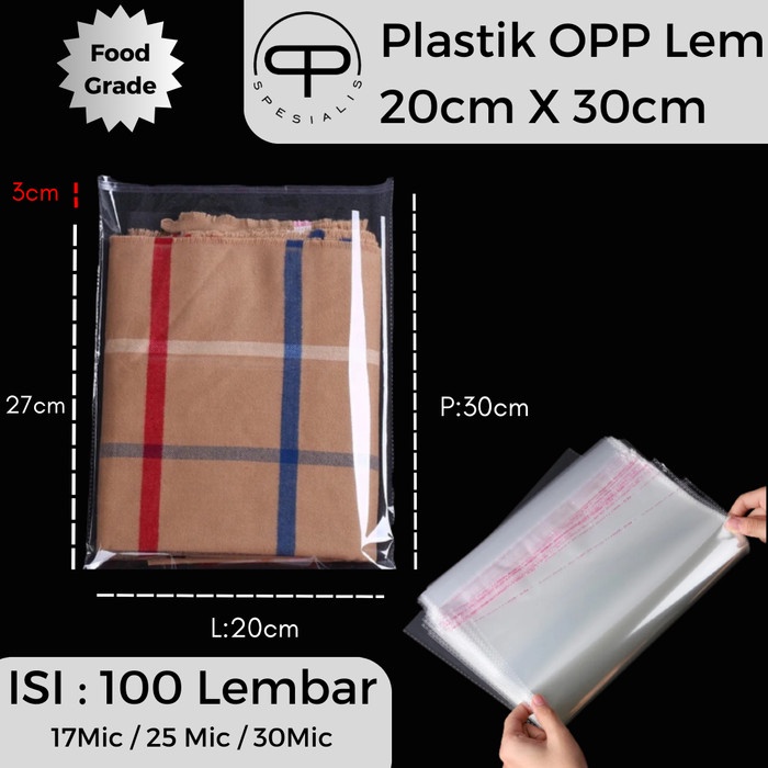 Jual OPPSP Plastik OPP Lem 20x30 Isi 100 Kemasan Undangan Hijab Tebal ...