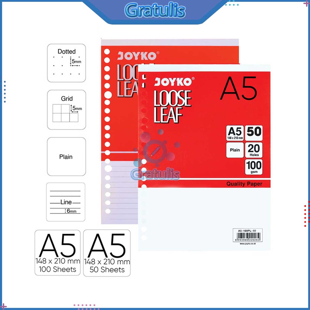 Jual KERTAS BINDER LOOSE LEAF JOYKO [A5 DAN B5] / KERTAS ISI ULANG FILE