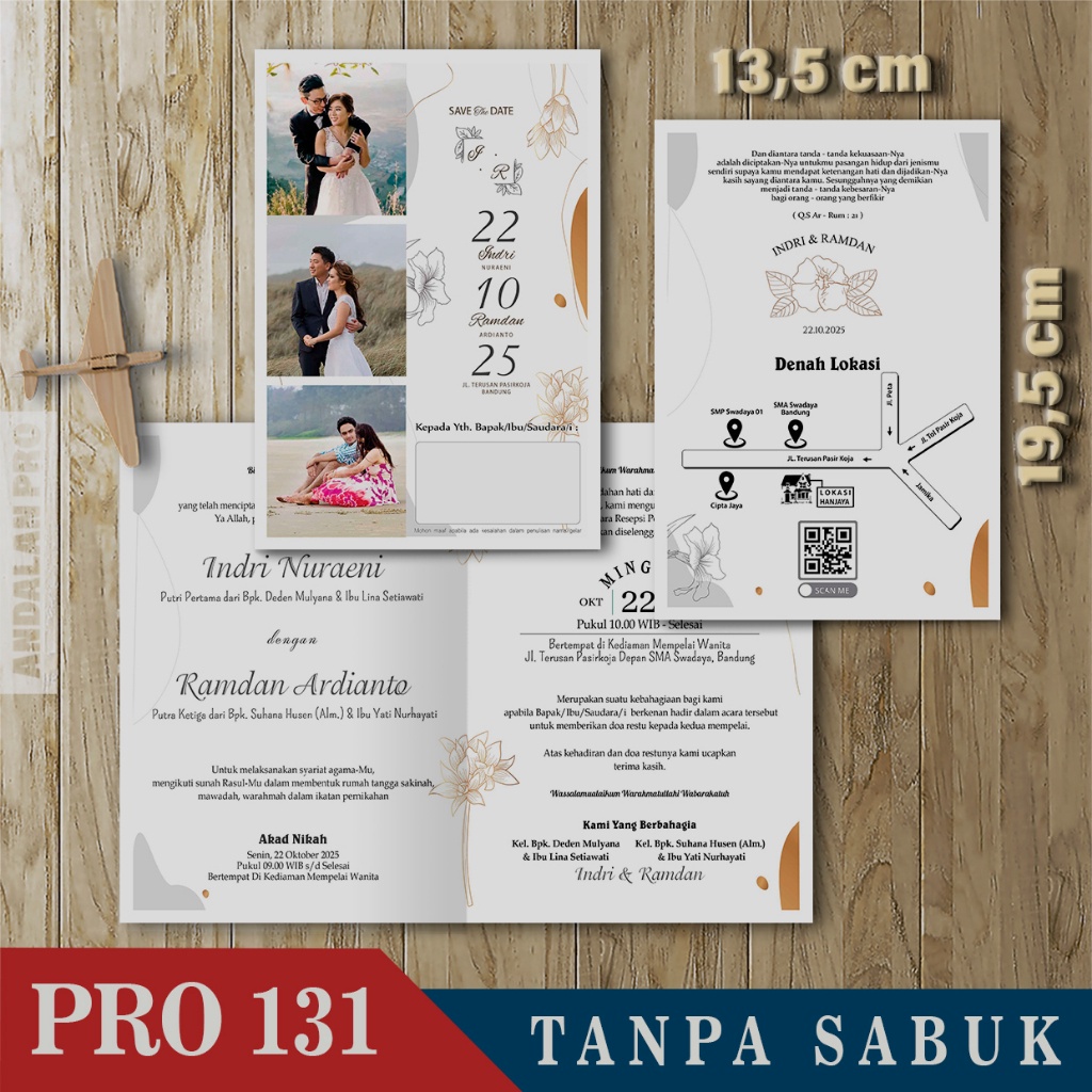 Jual Kode Toko: S9 - Tebal 250 GSM, 50 Desain Undangan Lipat 2 Pakai ...