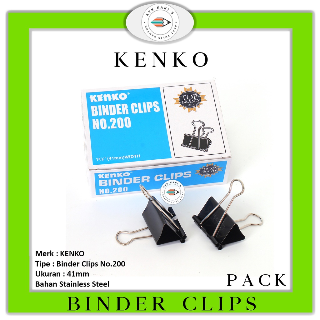 Jual KENKO - Binder Clip 200 Penjepit Klip Kertas Dokumen Data File ...