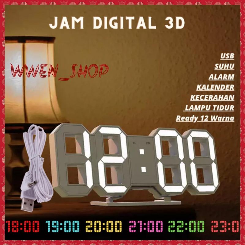 Jual JAM DINDING DIGITAL LED/JAM MEJA-ALARM-SUHU/JAM 3D BESAR MODERN ...