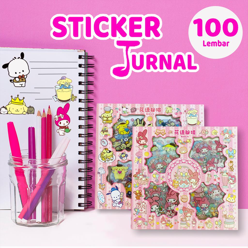 Jual 100 Lembar Sticker Jurnal Sanrio Lucu /Stiker Buku Anti Air ...