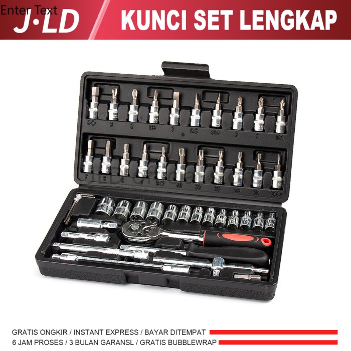 Jual kunci 1 set lengkap 46 Pcs 1/4” Drive Socket Ratchet Wrench Set ...
