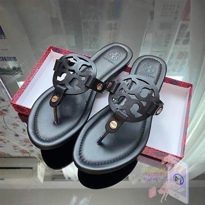 Jual ORIGINAL Sandal Tory Burch MILLER FLAT LEATHER LOGO SLIDE
