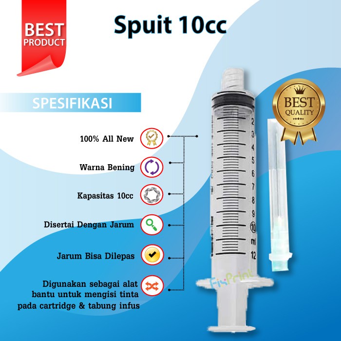 Jual Spuit 10cc Syringe 10cc Suntikan Cairan Tinta Printer 10ml Spuid ...