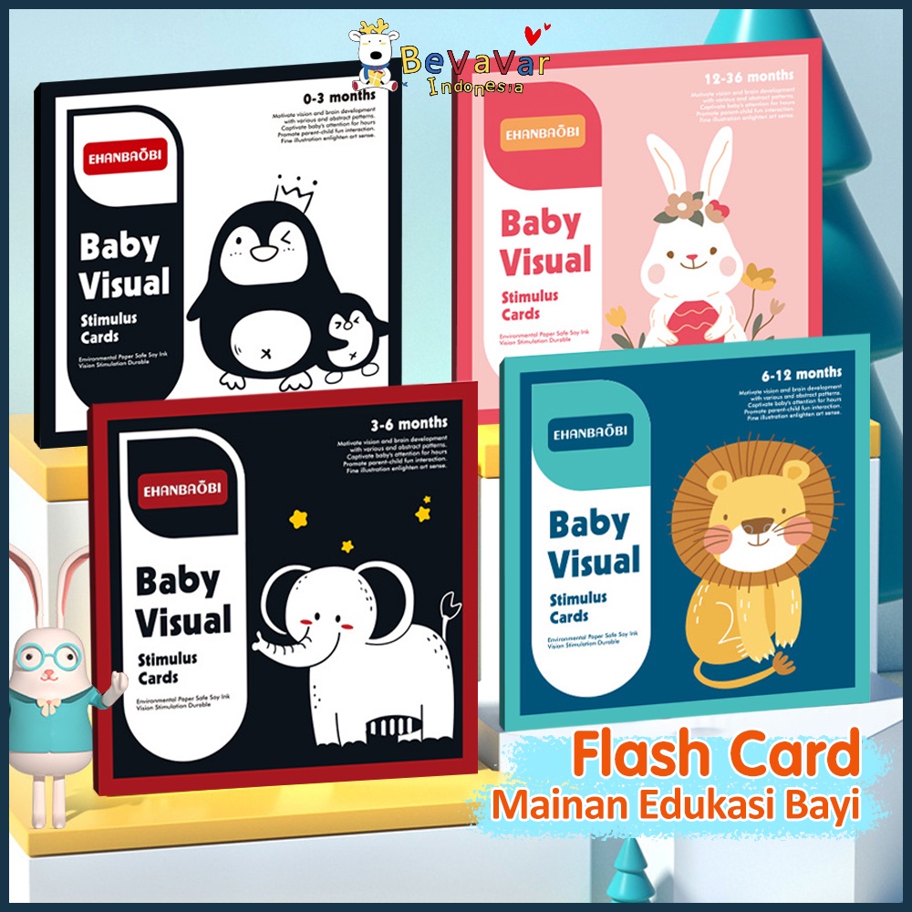 Jual BEVAVAR Baby Visual Flash Card Visual Kartu Stimulasi Mainan Bayi