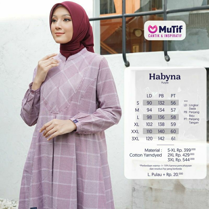 Jual Baju Muslim Mutif Habyna Purple Gamis Mutif Terbaru 2023 Ori