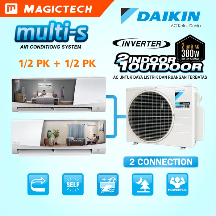 Jual AC DAIKIN MULTI S 1/2 PK + 1/2 PK 2MKC30RVM (15+15) INVERTER R32 ...