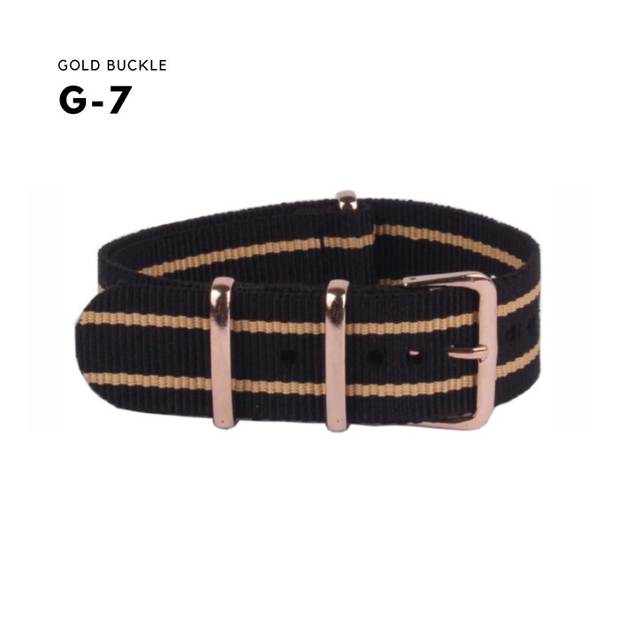 Jual Tali Jam Strap Jam Nylon Nato Strap Rose Gold Buckle Black Khalif
