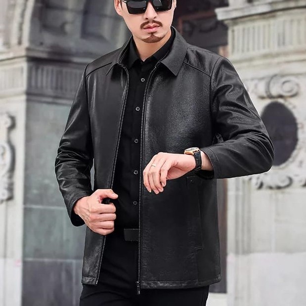 Jual jaket kulit model terlaris/ jaket kulit pria semi jas-jaket kulit