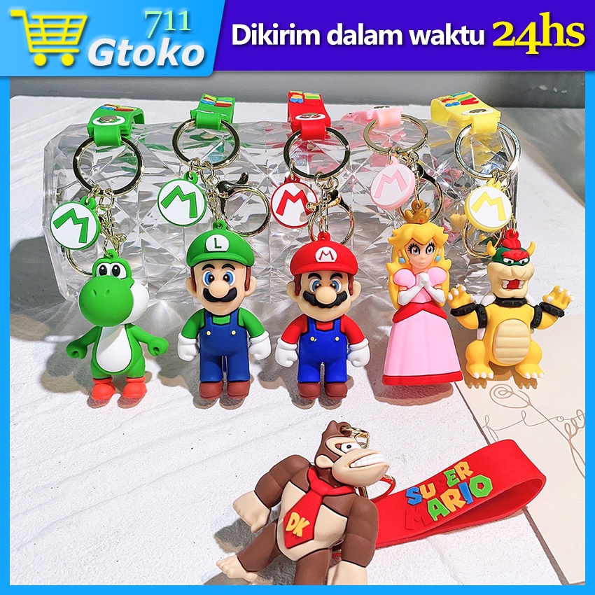 Gantungan Kunci Mario Bross Keychain Mario Luigi Yoshi Koopa Super Mary  Series Action Figure Key Chain