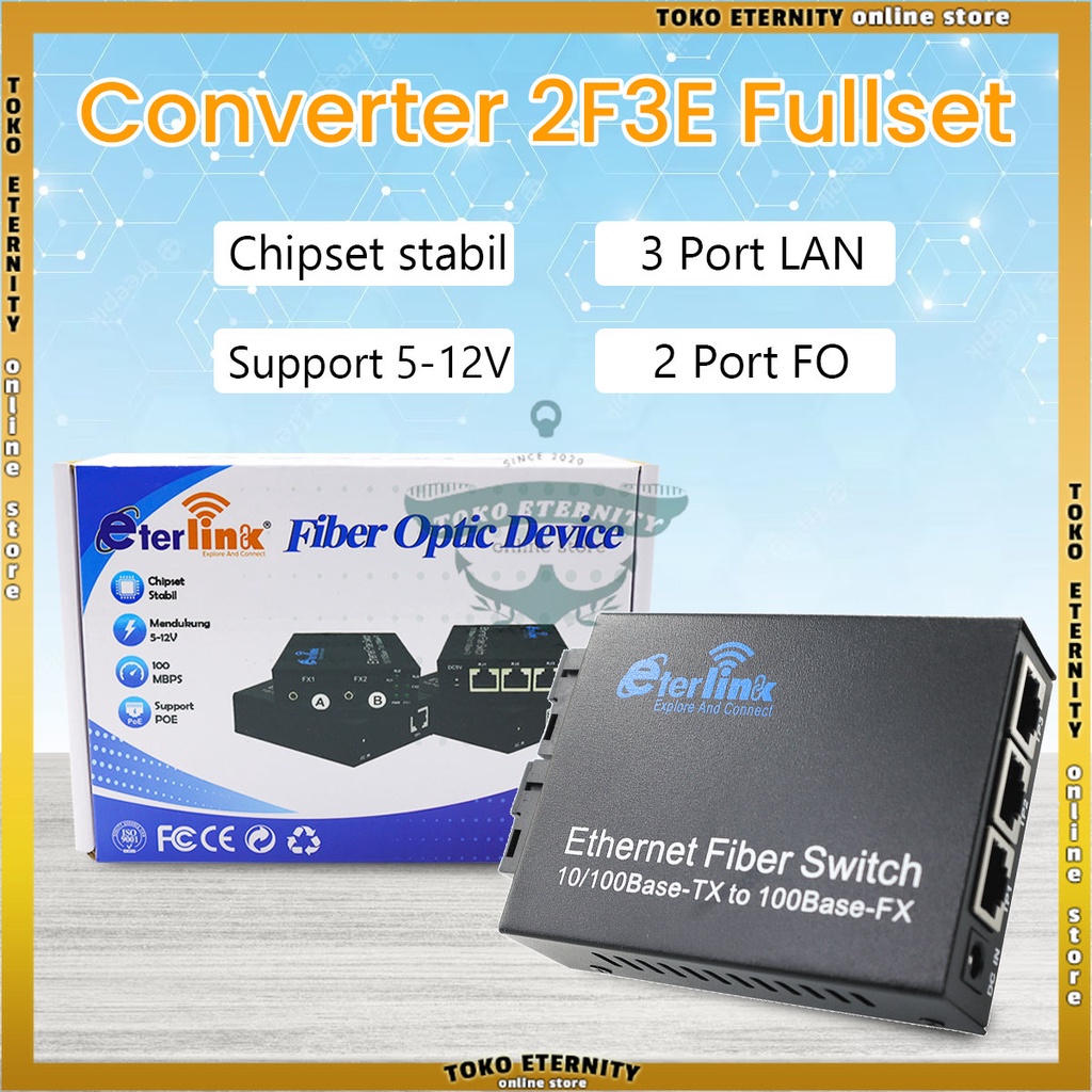 Jual Single Mode Media Converter 2F3E Switch Converter Fiber Optik ...
