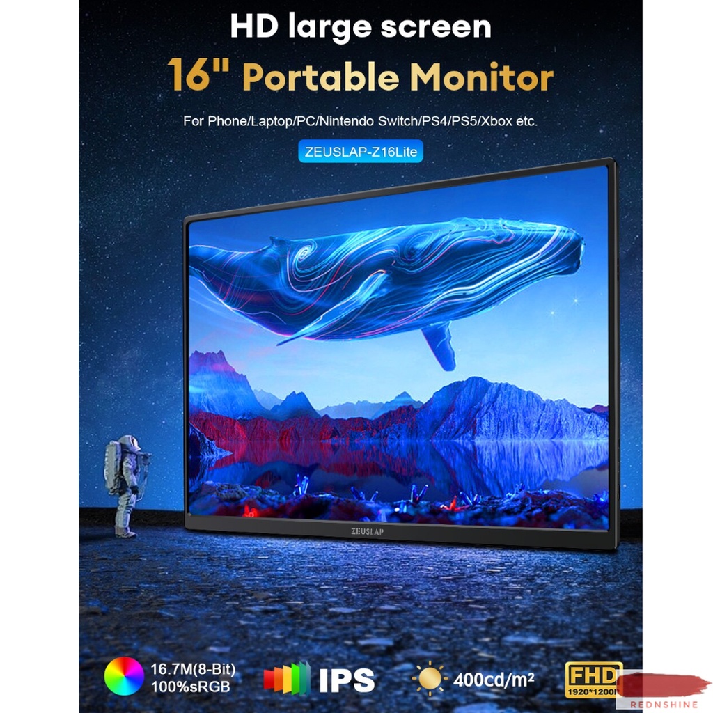 Jual [COD] ZEUSLAP Portable Monitor HD IPS 16 Inch 1920x1200P without ...