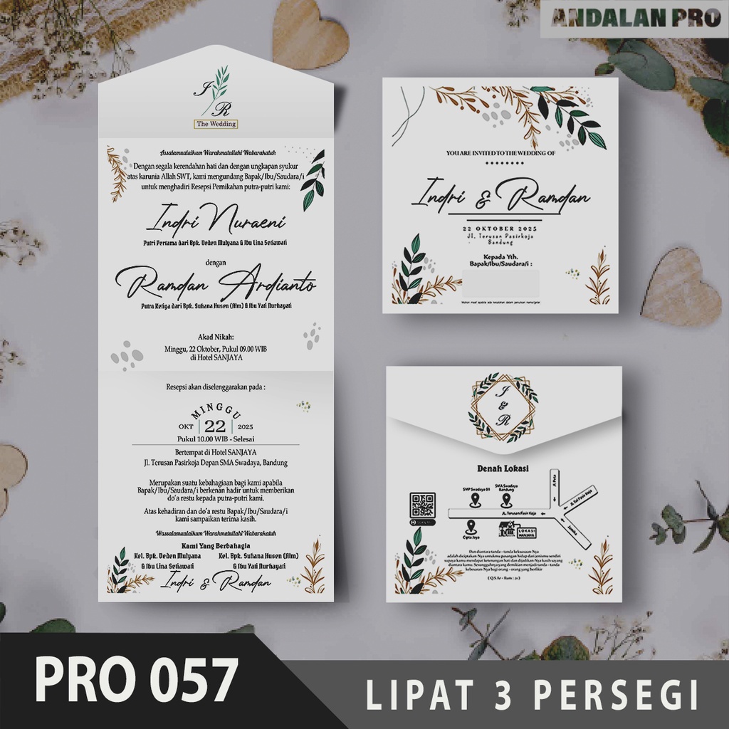 Jual PRO 057 LIPAT 3 Persegi Bahan Jasmine / Tik / Kraft 200 GSM ...