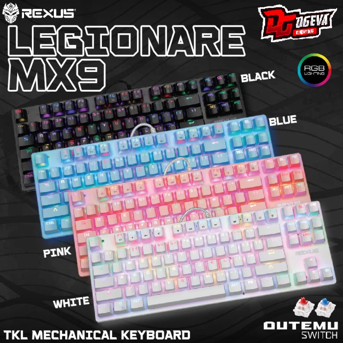 Jual Rexus Legionare MX9 TKL RGB Mechanical Gaming Keyboard - Merah ...