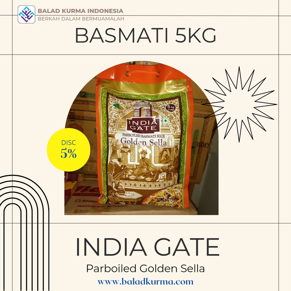 Jual Beras Basmati India Gate Parboiled 5kg Diabetes Rice Shopee