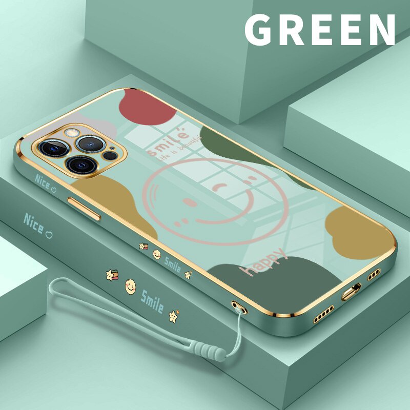 Jual Smile face Luxury Plating Square Silicone Back Cover for Vivo