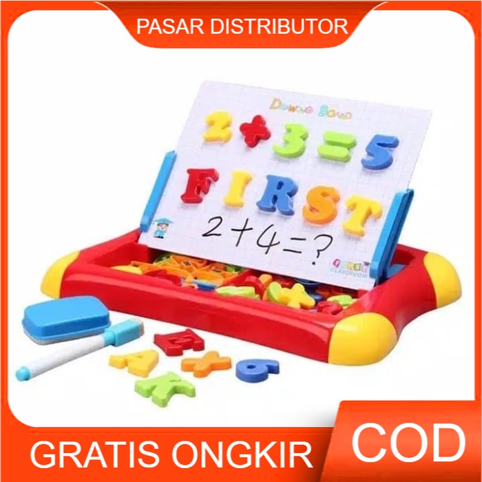 Jual Mainan Edukasi Drawing Board Magnetic Learning Case 2 In 1 Papan ...