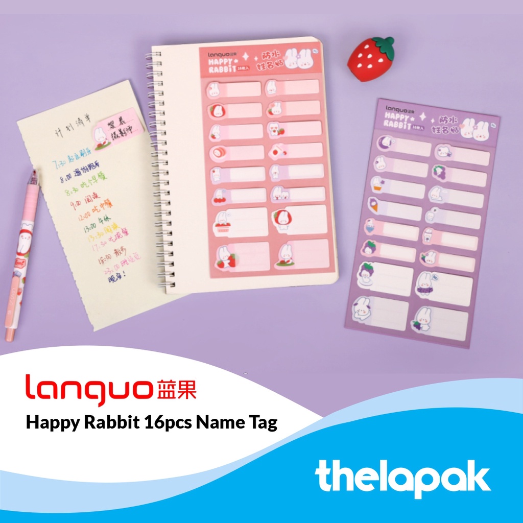 Jual Stiker Tag Nama 16pcs Languo Happy Rabbit Series Waterproof Name ...