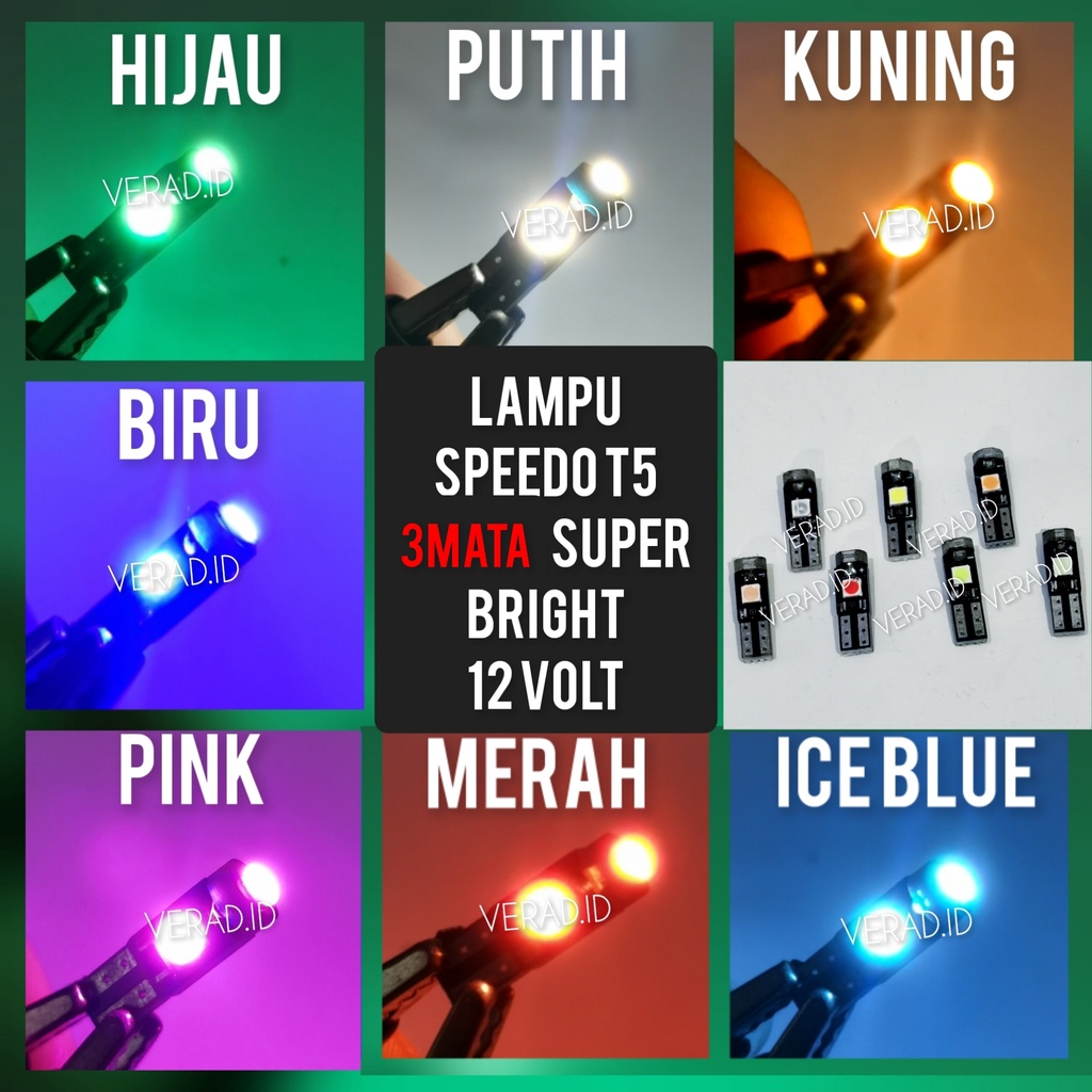 Jual LAMPU LED SPEEDOMETER INDIKATOR T5 3 MATA SMD 12 VOLT MOTOR MOBIL ...