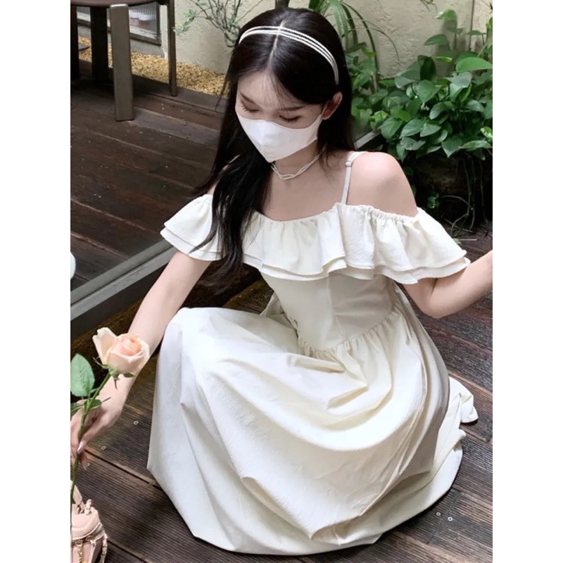 midi dress vintage korean sabrina Vanessa Sabrina Korean Midi Dress Vintage Import Dress Polos Wanita Import