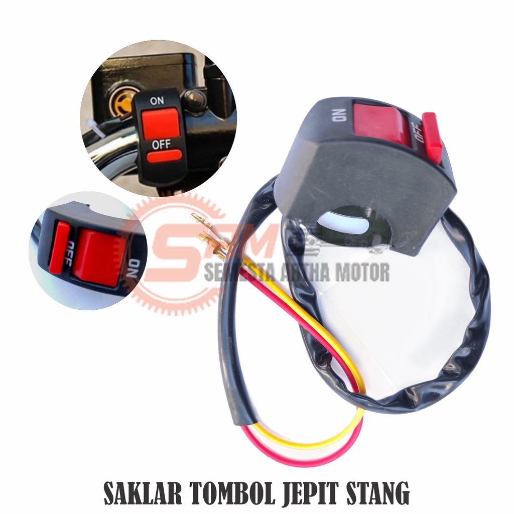 Jual Saklar On Off Tombol Switch Stop Engine Lampu Motor Jepit Stang ...