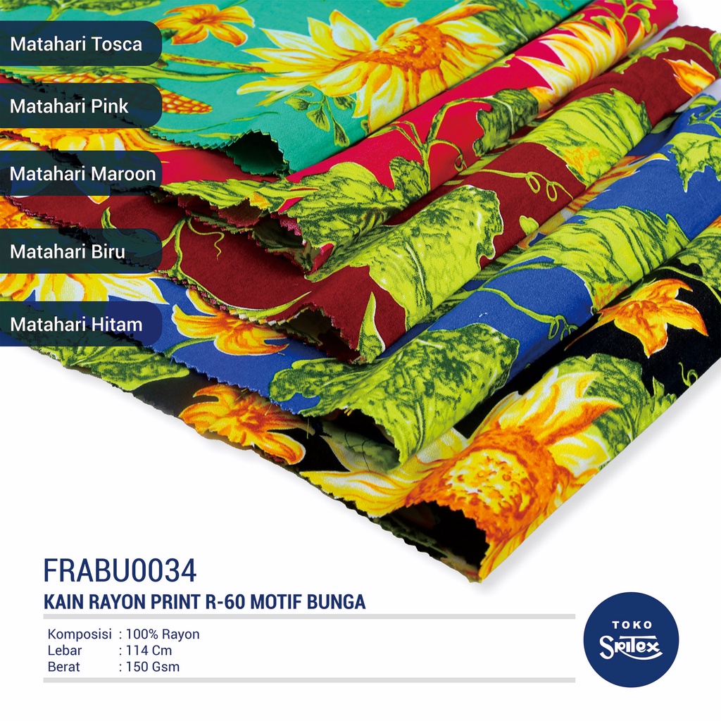 Jual Toko Sritex Kain Rayon Print Bunga 0034 Premium Ekspor, R60. Harga ...