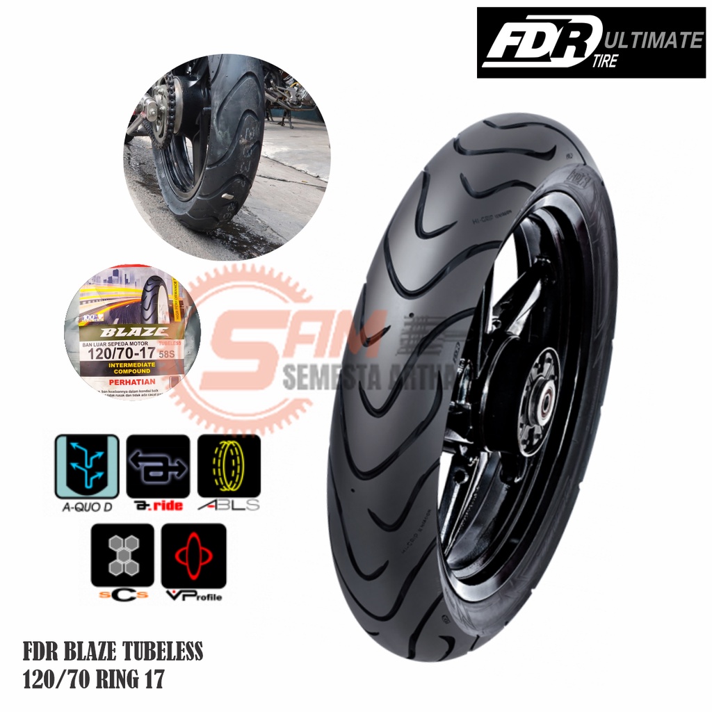 Jual Ban Luar FDR 120/70 Ring 17 Blaze Tubeless Depan Belakang Motor ...