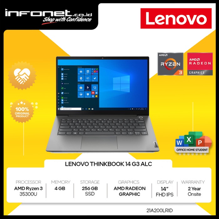 Jual LENOVO THINKBOOK 14 G3 ALC RYZEN 3 5300U 4GB 256GB 14 FHD IPS W11