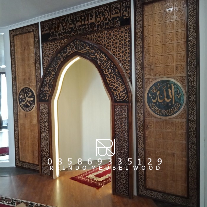Jual Mihrab Masjid dan Musholla Mihrab Kayu Jati Dekorasi Masjid 07
