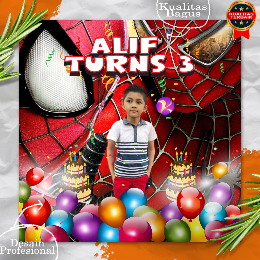 Jual Cetak Banner Backdrop Ulang Tahun Spiderman Bahan Flexi Tebal ...