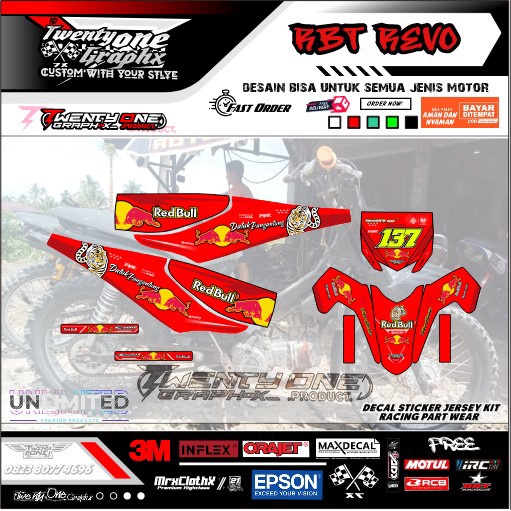 Jual DECAL RBT DEKAL MOTOR Rbt honda Revo abs fi red bull HONDA YAMAHA ...