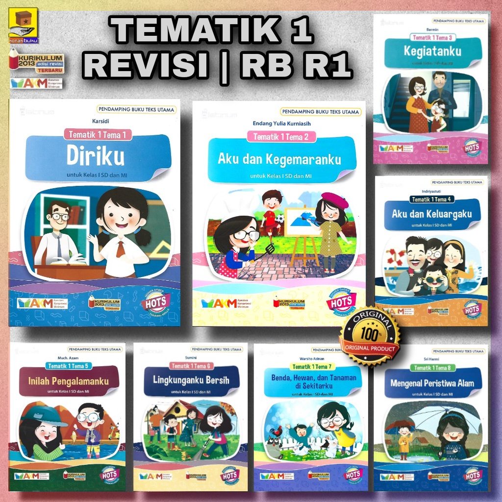 Jual BUKU TEMATIK SD KELAS 1 TEMA 1 2 3 4 5 6 7 8 AKM - HOTS PLATINUM ...