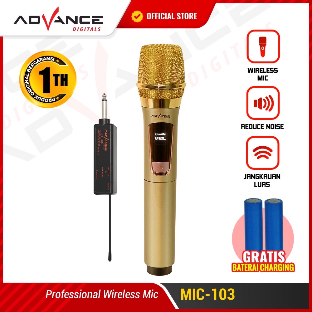 Jual 【Gratis Ongkir+COD】Advance Mic Wireless Microphone Mic (Batrei dapat di Charger )UHP