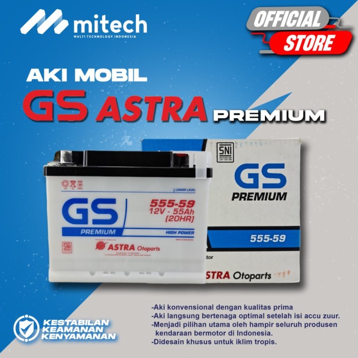 Jual Aki Mobil Hyundai Tucson 555-59 GS PREMIUM ASTRA 12V / 55Ah Aki