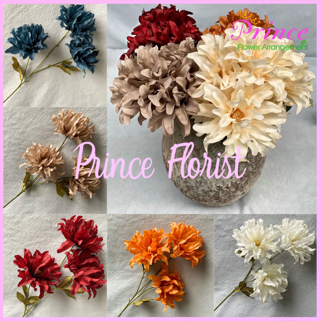 Jual Bunga Dahlia Tangkai Panjang Cabang 3 artificial Bunga Imitasi