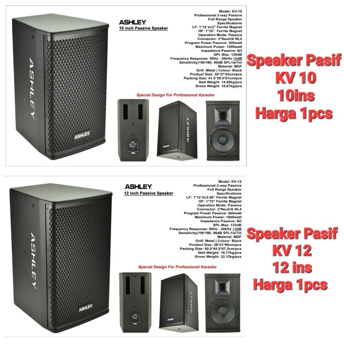 Jual Speaker Pasif Ashley KV 10 10ins KV 12 12ins ORIGINAL Harga