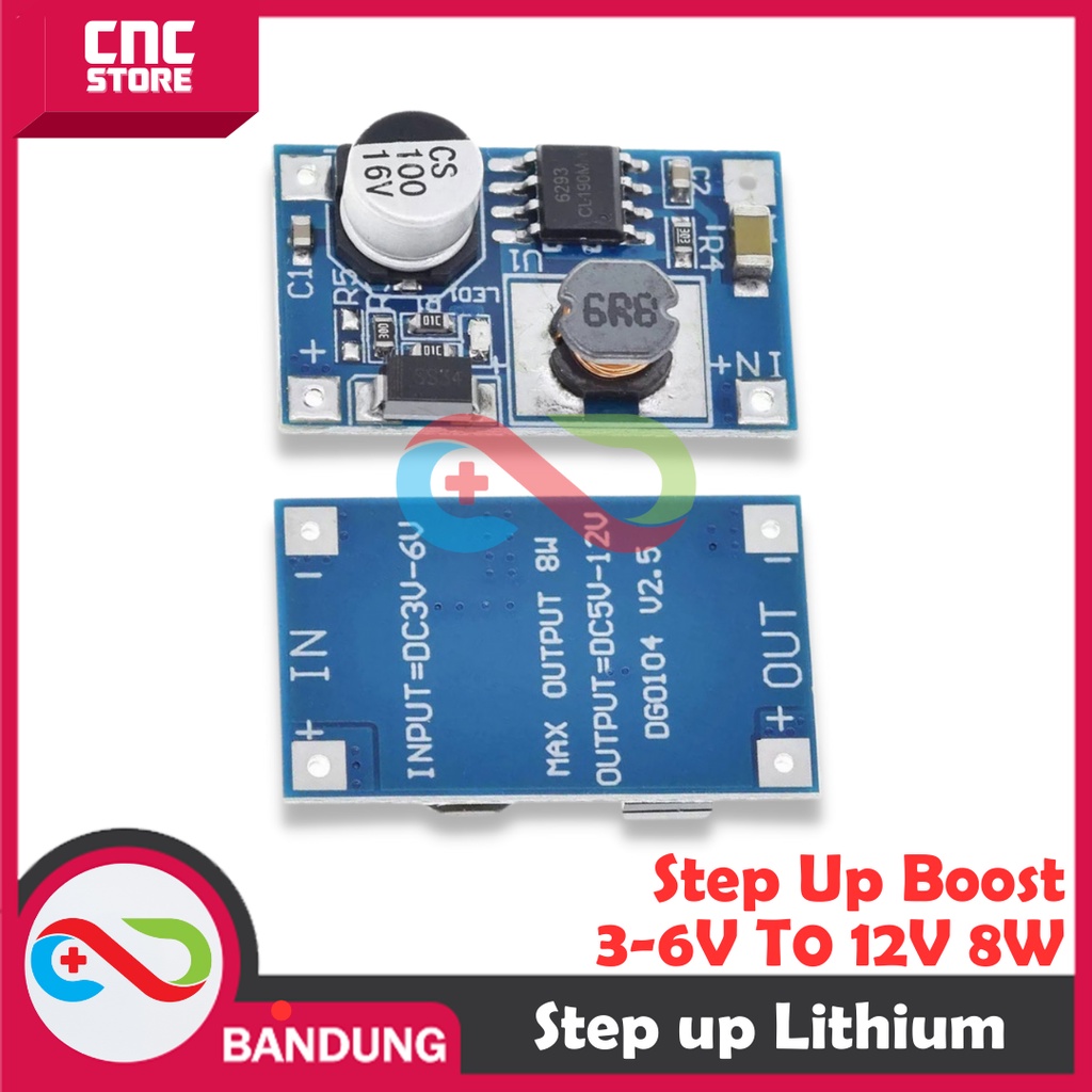 Jual STEP UP BOOST LITHIUM 18650 3-6V TO 12V 8W | Shopee Indonesia