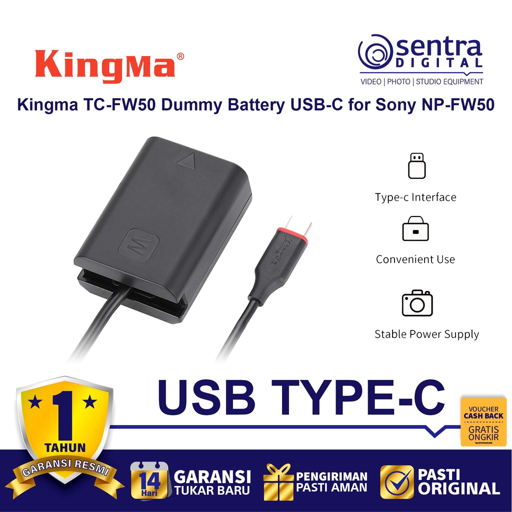 Jual Kingma Tc Fw50 Dummy Battery Usb C For Sony Zv E10 A6000 A6400 Shopee Indonesia