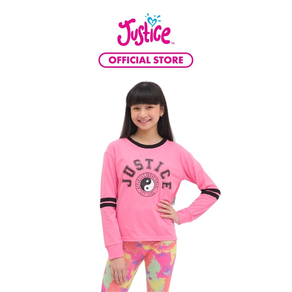 Jual Justice Girls Long Sleeve Graphic Tee - Kaos Anak Perempuan (Pink ...