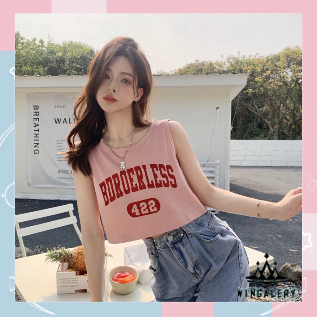 Jual WINGALERY Crop Top Tank Top Rajut Wanita Style Korea Tanpa Lengan ...