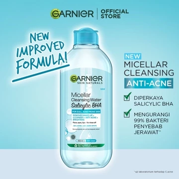 GARNIER Micellar Water Blue Salicylic Acid 125ml Skincare Cleansing Skincare Pembersih Wajah