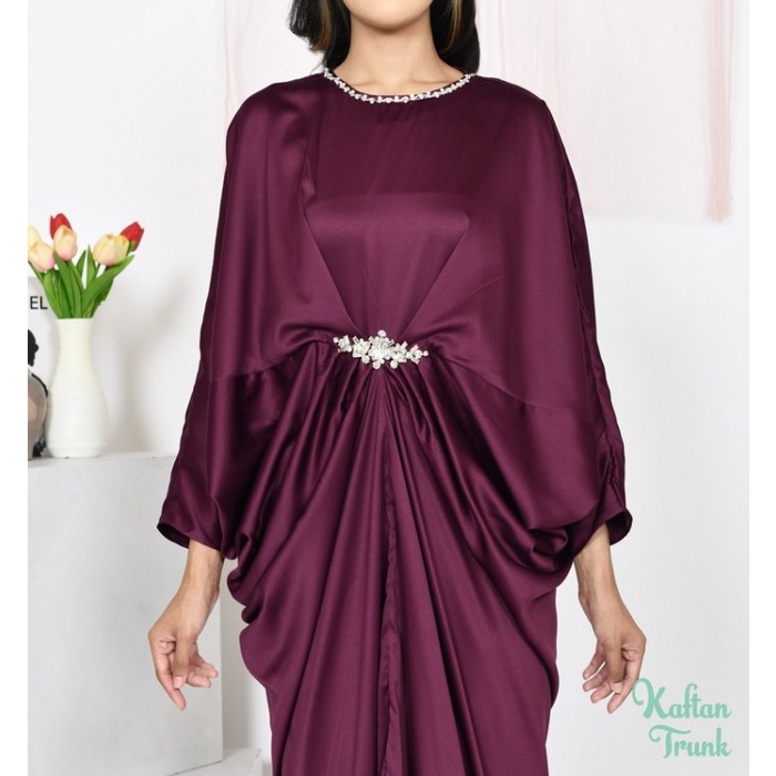 Burgundy Kaftan Burgundy Kaftan Overlay Trio Set