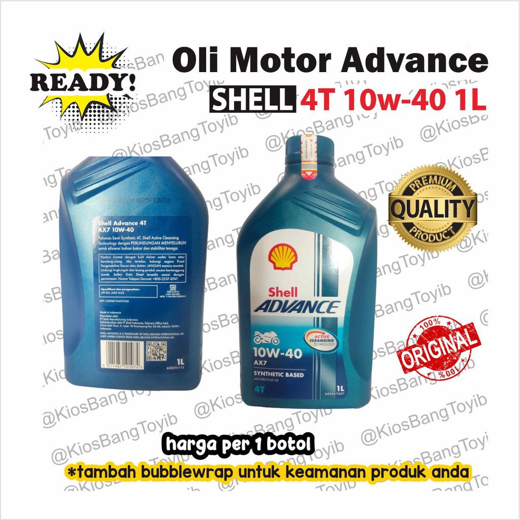 Jual Oli Motor SHELL ADVANCE 4T AX7 SAE 10w40 Synthetic Based (1liter ...