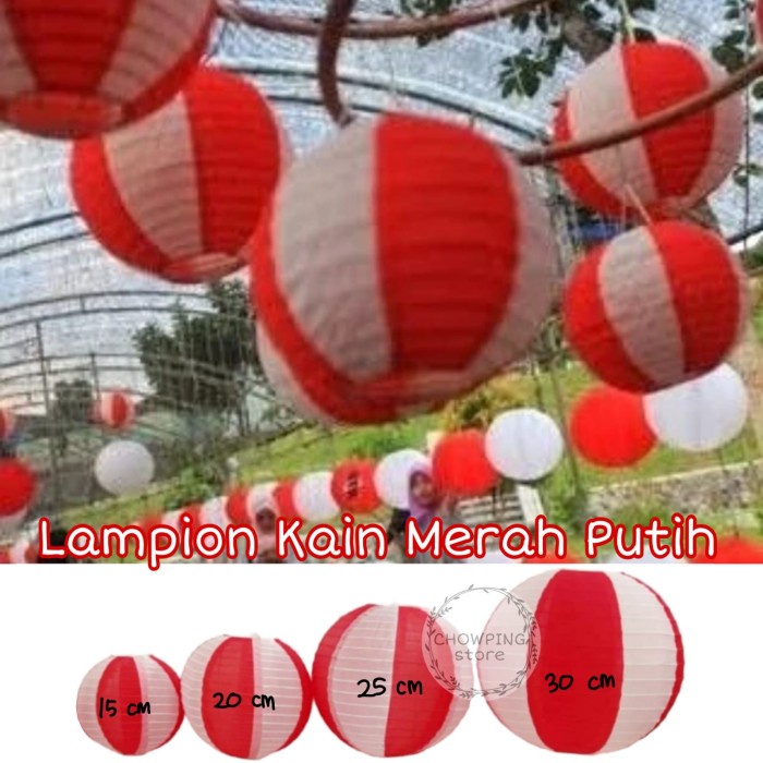 Jual Promo Lampion Kain Merah Putih Polos Dekorasi Dirgahayu Hut Ri