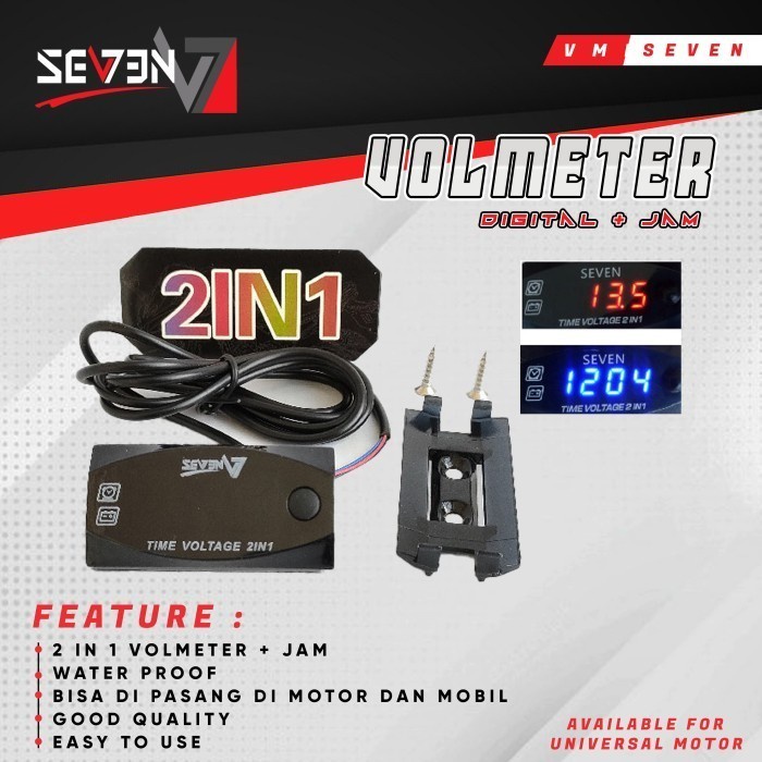 Jual Volmeter Digital LED 2in1 JAM Universal Motor / Mobil | Shopee ...