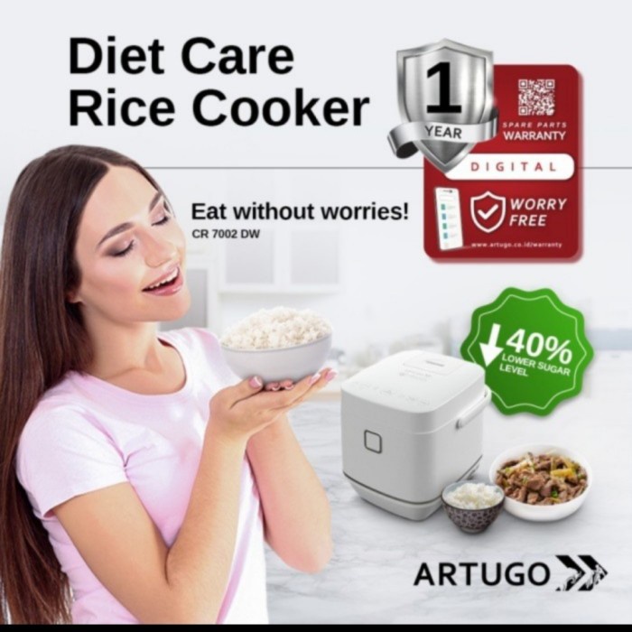 Jual ARTUGO CR7002DW Less Sugar Diet Care Low Karbo Rice Cooker 2 Liter