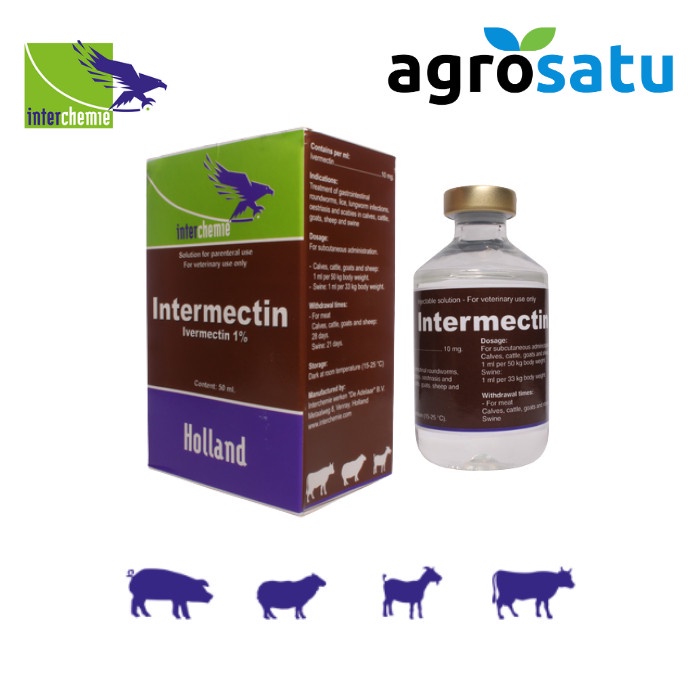 Jual Intermectin Obat Cacing Gudik Sapi Kambing Domba 10 50ml ...