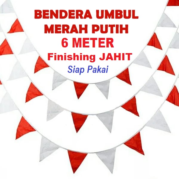 Jual Bendera Segitiga Merah Putih 6 Meter Banner Merah Putih Segitiga Warna Warni Hut Ri 0833